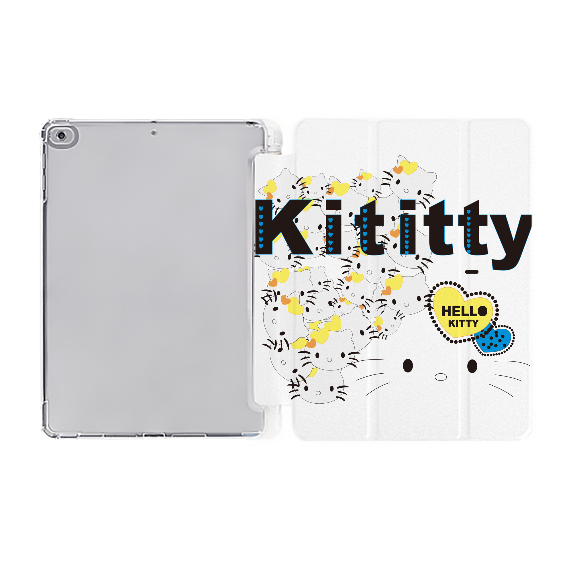 （画像用） Hello Kitty ハローキティ IPad ケース ペン収納付き 三つ折りスタンド PUレザー×シリコン 対応機種9.5/10.5/10.9インチ